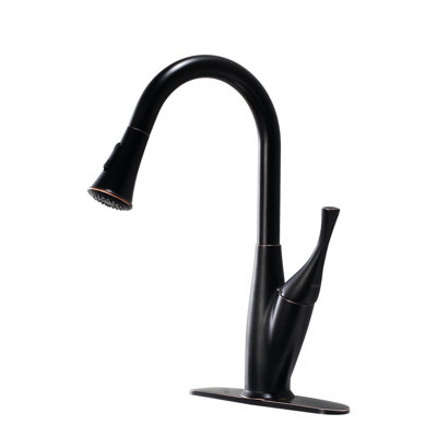 Oil - Rubbed Bronze Pull Out Faucet, Streamlined Silhouette For Kitchen, Life Shine Surface, Repels Water Spots, Single Handle Right Or Left, 360 Degree Swivel Spout, Dual Spray Modes, Mountable