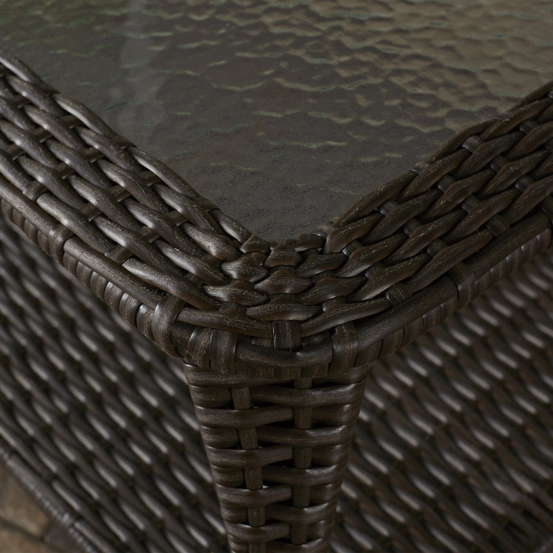 Ensemble de conversation avec canapé et coussins en rotin 6 pièces Herrin, Espresso, Rouge brique