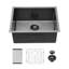 Évier de cuisine noir 23 po 23 po x 23 po x 18 po x 9 po en acier inoxydable avec profondeur de 9 po