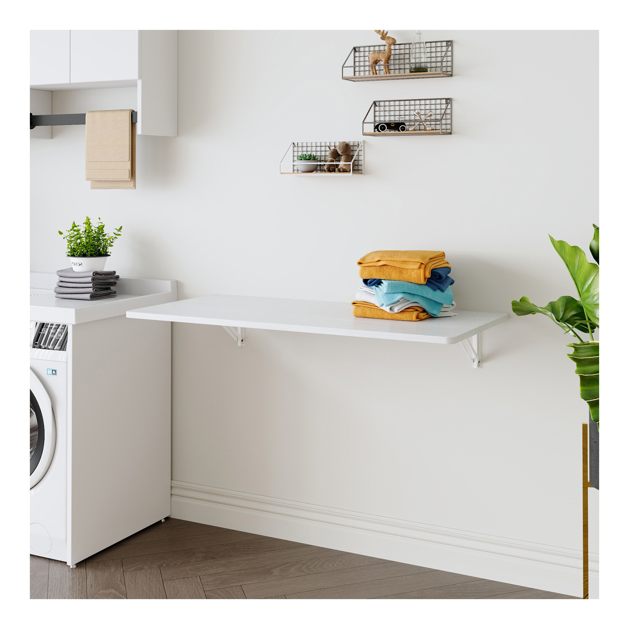Latitude Run® Laundry Room Folding Table Wall Mounted Folding Table For ...