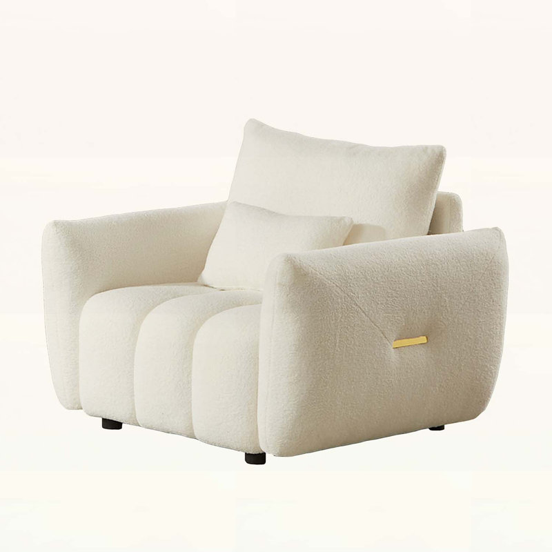 Square Arms Sofa, Beige Teddy, 34.5" H x 36.8" W x 31" D