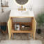 Meuble-lavabo de 30 pouces de couleur bois naturel fabriqué à partir de matériaux naturels, avec portes en rotin faites à la main à fermeture douce