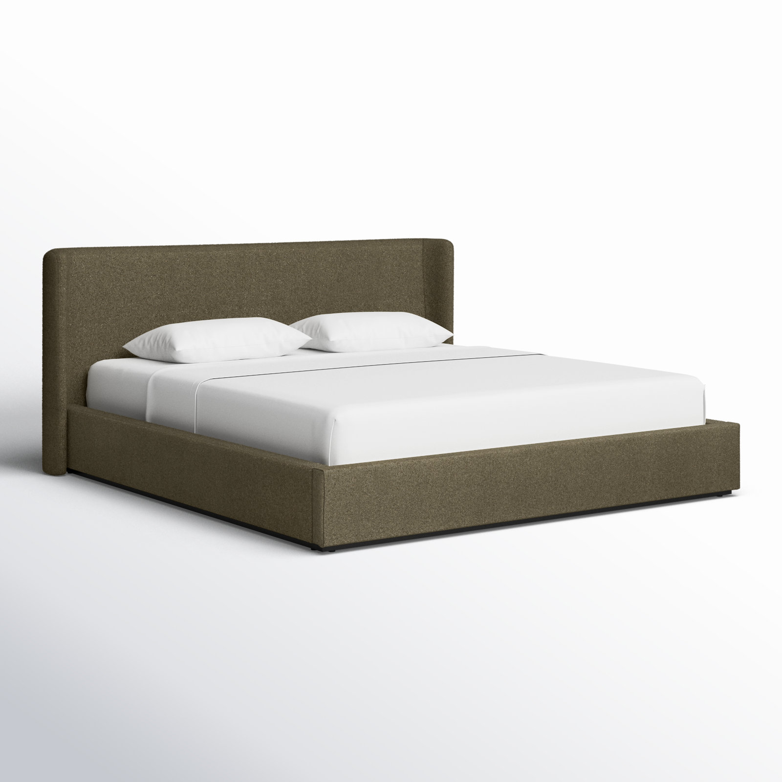 Wolcott Upholstered Platform Bed, King, Olive Green