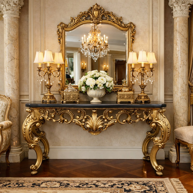 64.96'' W Marble Console Table