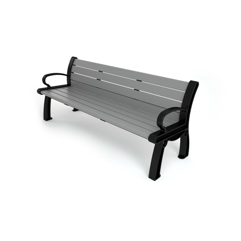 Banc de parc en plastique recyclé Heritage, 5 pi, Noir, Gris