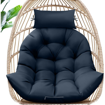 Egg Chair Cushion – Memory Foam Replacement With Headrest Blue