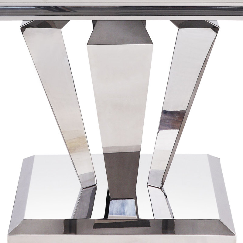 Satinka 24" Light Grey Marble & Stainless Steel End Table