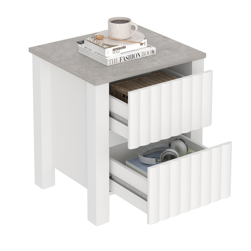 Ensemble de tables de bout à 2 tiroirs avec rangement Brenai