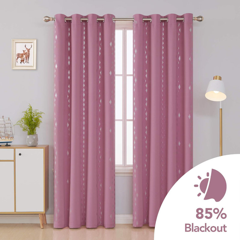 Blackout Curtain Pair, 140cm Wide x 245cm Drop, Dark Pink