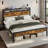 Tryston Bed Frame Industrial Platform Bed with Charging Station-1176158718-1176158688