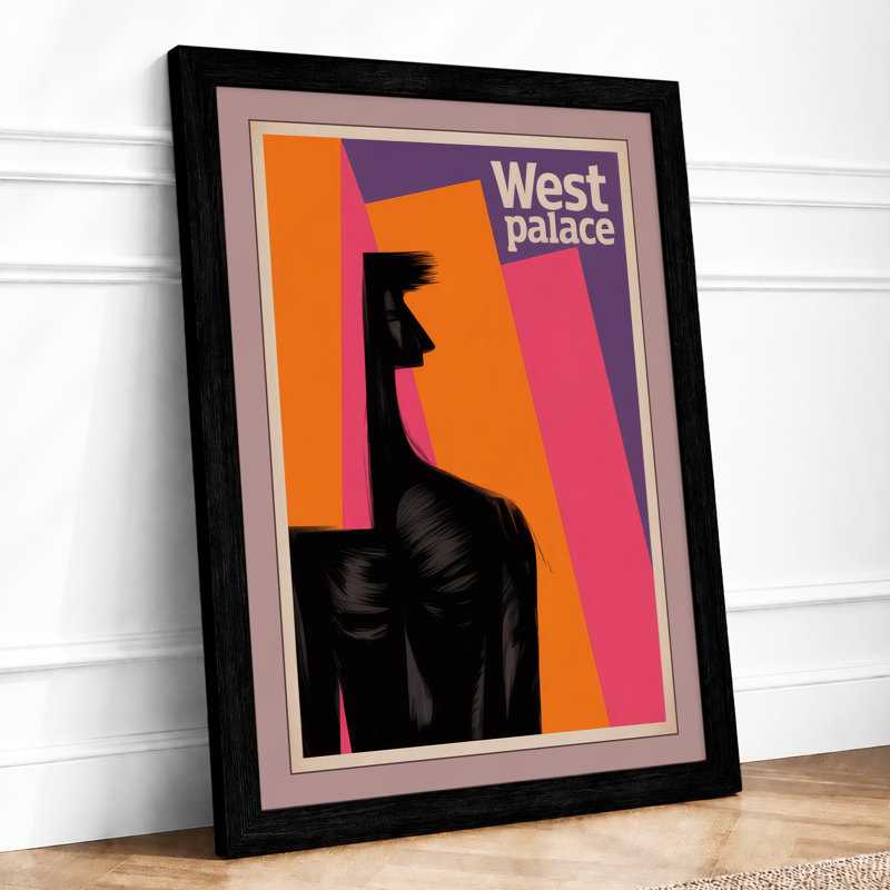 West Palace Giraffe Mid-Century - Framed Print, A4 - 29.7 x 21.0 cm, Black