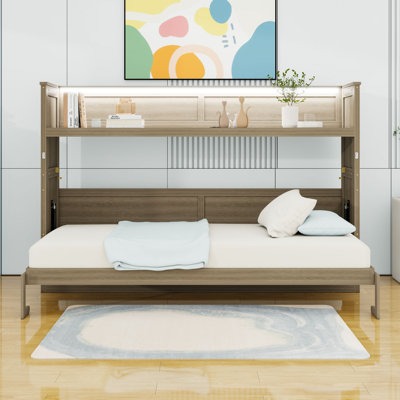 Murphy Bed with Desk, LED Light and USB Charging Station