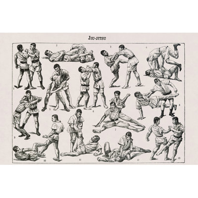 19th Century Illustration About Jiu-jitsu by Gwengoat - Wrapped Canvas Print