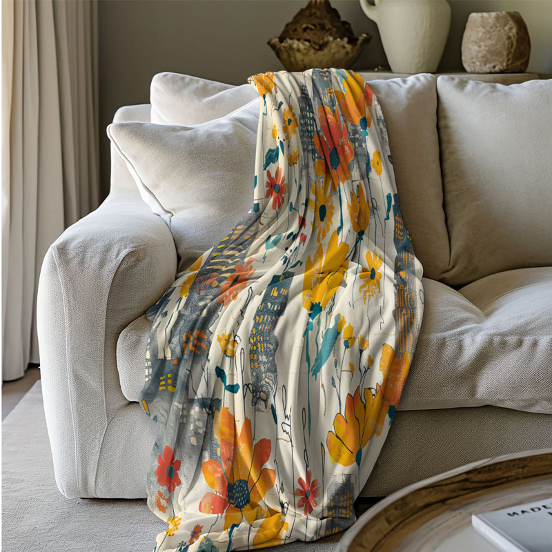Retro City Blooms - 1 pièce Sherpa Premium, Lit simple