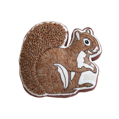 Squirrel Silhouette Embroidered Cotton & Linen Pillow