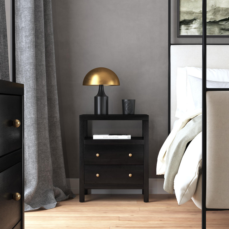Nora 2-Drawer Nightstand, Antique Coffee