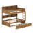 Bunk Bed Frame With Trundle And Storage Shelves, Solid Wood Floor Bunk Bed With Ladders And Guardrails-125124729-125124732