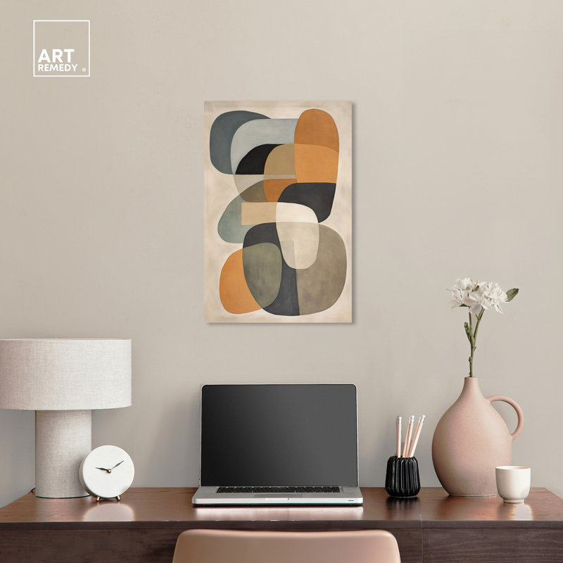 Art mural abstrait Ricole 2 Mid-Century par Art Remedy, Toile tendue, H 24 po x l 16 po