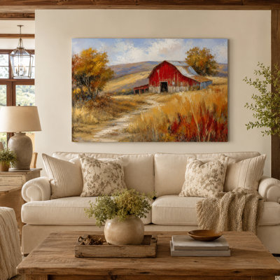 «Harvest Road Homestead», art mural sur toile de paysage campagne américaine