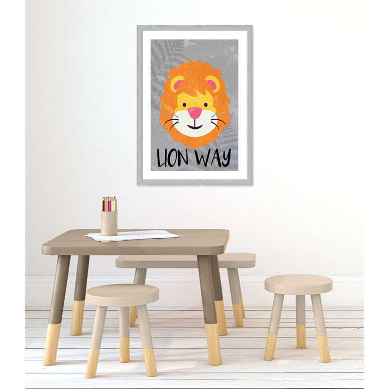 Impression sur papier Lion Way, Encadré plat argent, H 34,5 po x l 24 po x P 0,6 po