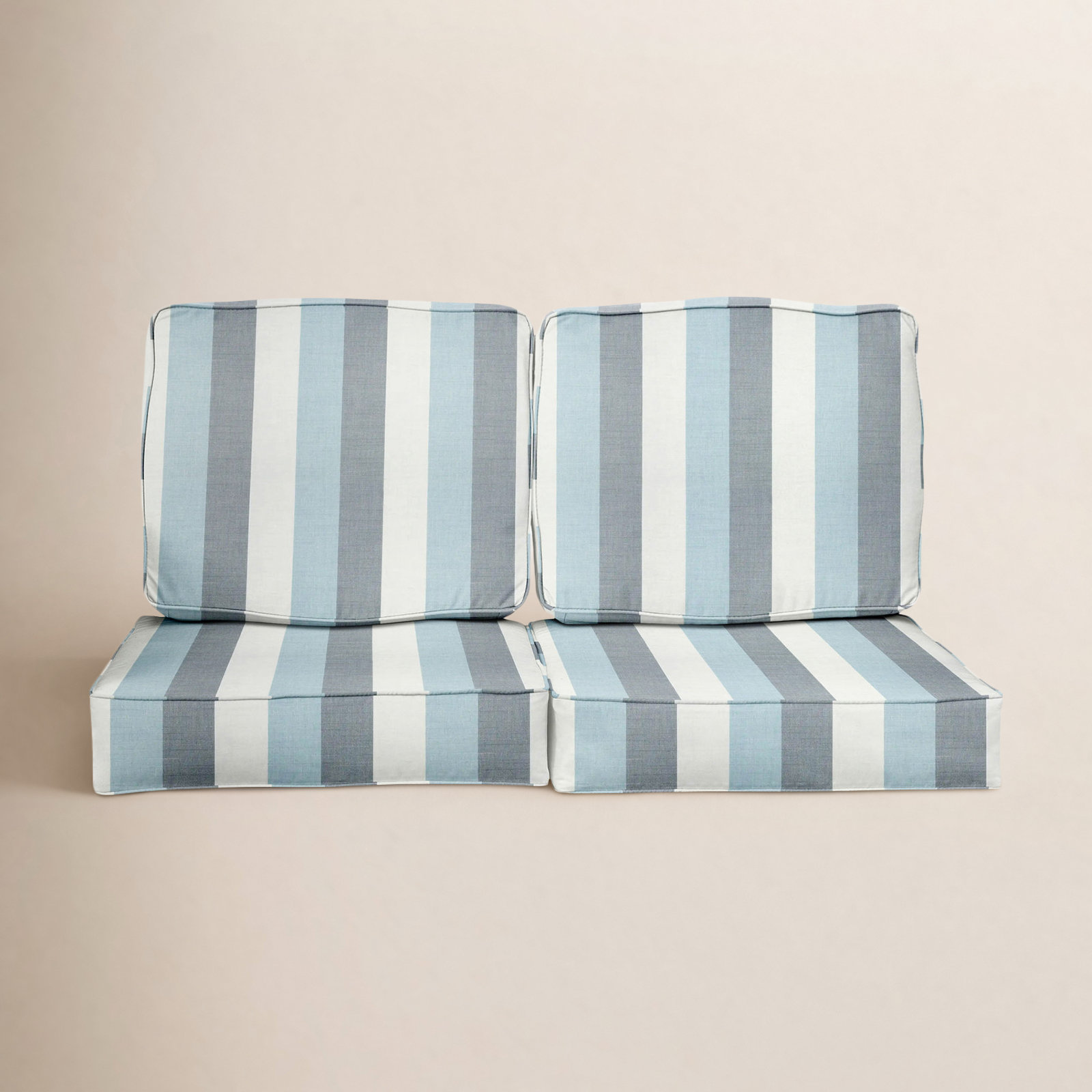 Belva Sunbrella® Loveseat Cushion, Blue Stripe Sunbrella®, 29" W x 18" D