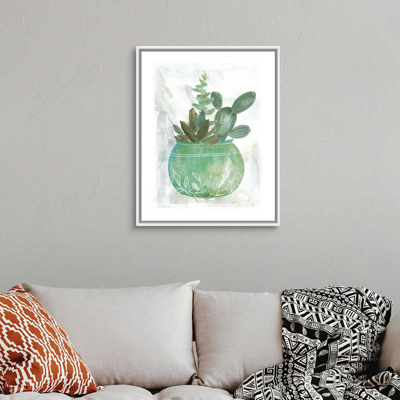 «Summer Succulent», art mural sur toile, Toile avec cadre blanc, H 20 po x l 16 po x P 1,75 po