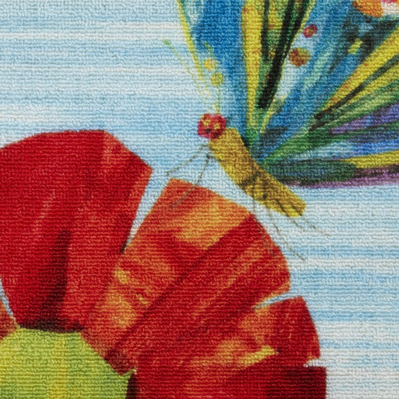 Tapis bleu / vert lavable à la machine à motif de scène de soleil «The Très affamé» par Eric Carle, bleu / vert, 4 pi 11 po x 6 pi 6 po