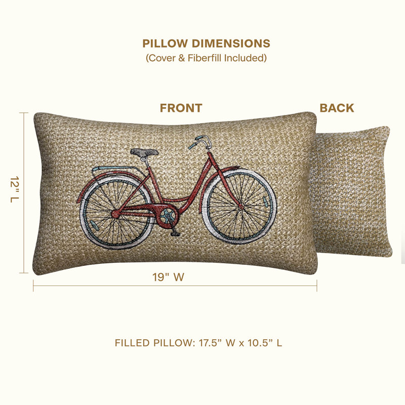 Raffia Bicycle Red Faux Jute Rectangular Lumbar Pillow Set
