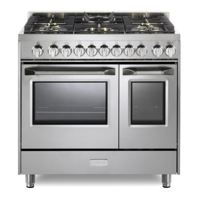 Verona 36 inch Ultima Collection Double Oven Gas Range with 5 Brass Burners, 4.1 cu. ft. Oven Total Capacity (Stainless Steel)