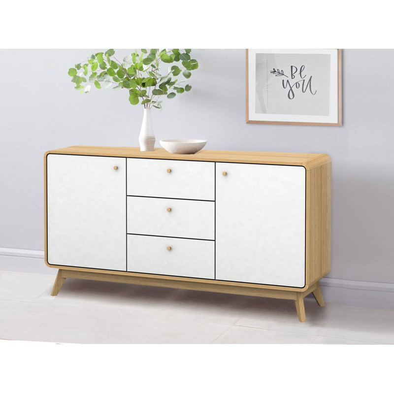 Justine 140Cm Wide 3 Drawer Sideboard, Oak/White