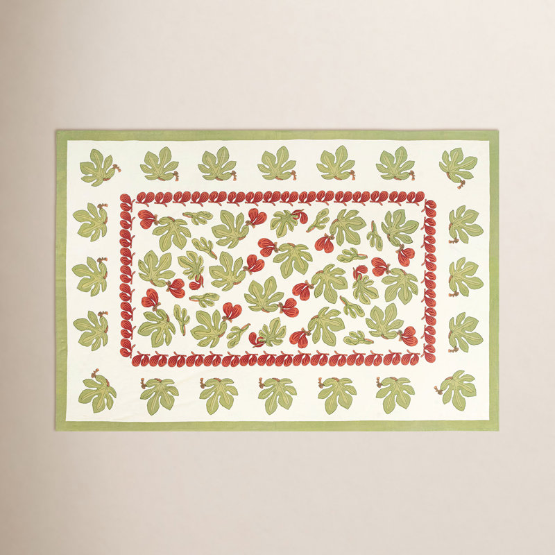 Debarata Tablecloth, 106" x 71", Red/Green/White