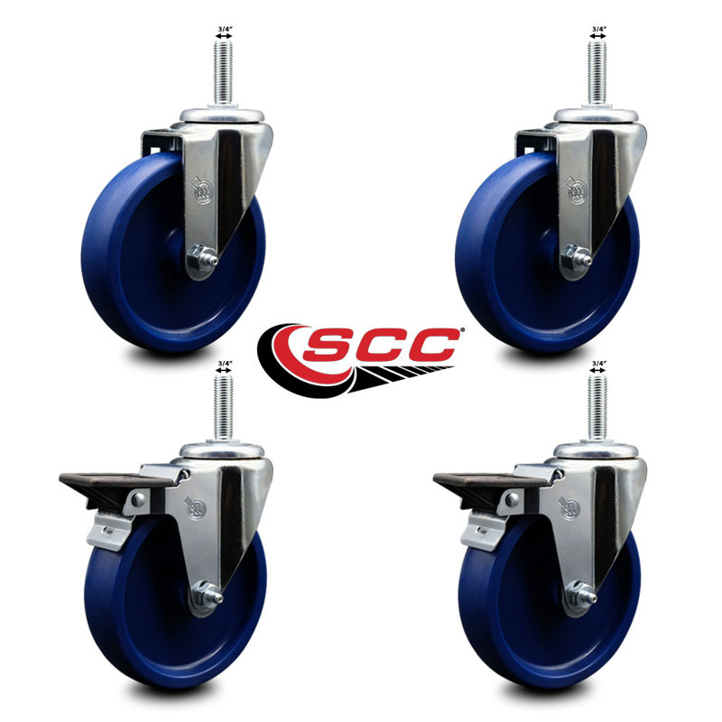 Poly Wheel Swivel 3/4 Inch Threaded Stem Caster Service Caster