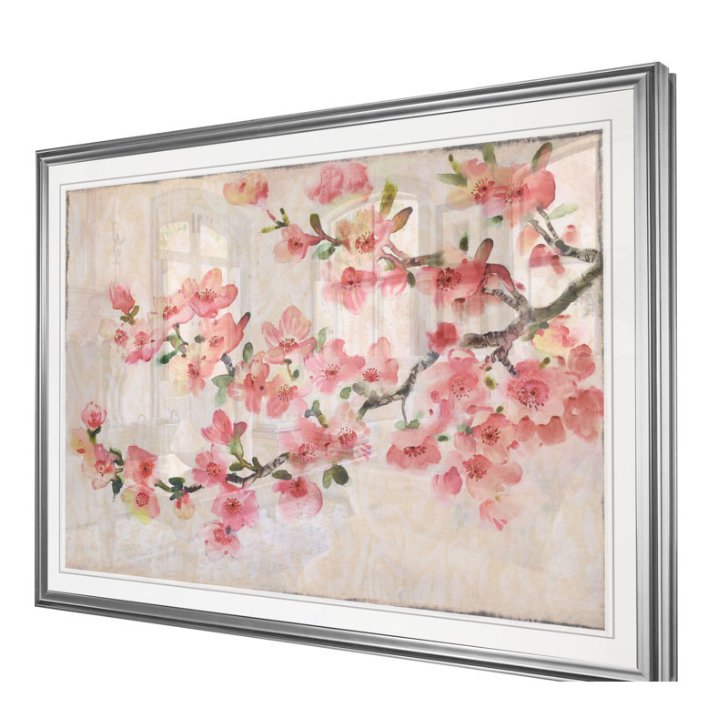 «Cherry Blossom Composition I», reproduction, H 26 po x l 36 po x P 1,5 po, Cadre argenté