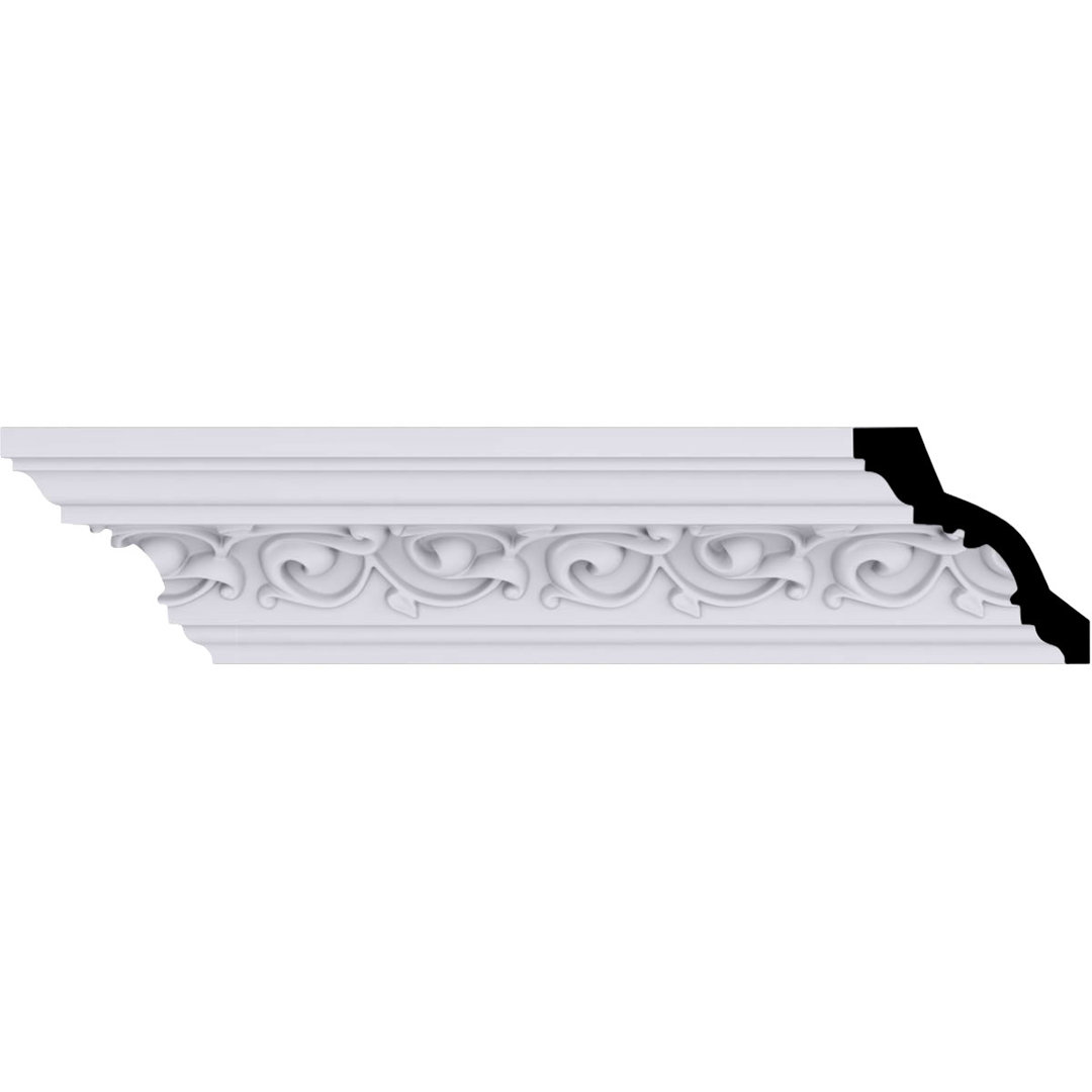 3 3/8"H x 3 3/8"P x 4 3/4"F x 94 1/2"L Versailles Crown Moulding Ekena Millwork