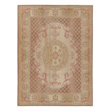 Rug & Kilim’S Aubusson Style Rug In Beige-Brown And Pink With Floral Medallion