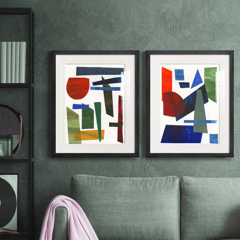 «Colorful Shapes II», reproduction encadrée de qualité supérieure - prête à être accrochée