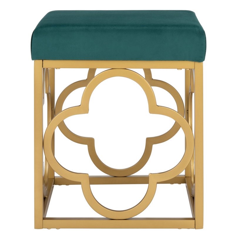 Rainn Velvet Ottoman, Emerald