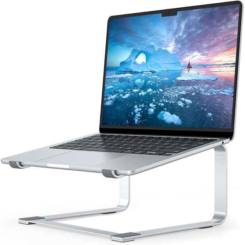 Laptop Stand For Desk, Metal Computer Riser, Heavy Stable PC Holder, Ergonomic Laptops Elevator For 12 To 17.3 Inches Notebook Computer, Silver