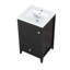 -inch bathroom vanity with sink, soft-closing door, storage rack, and drawer, compact and sleek design in black.