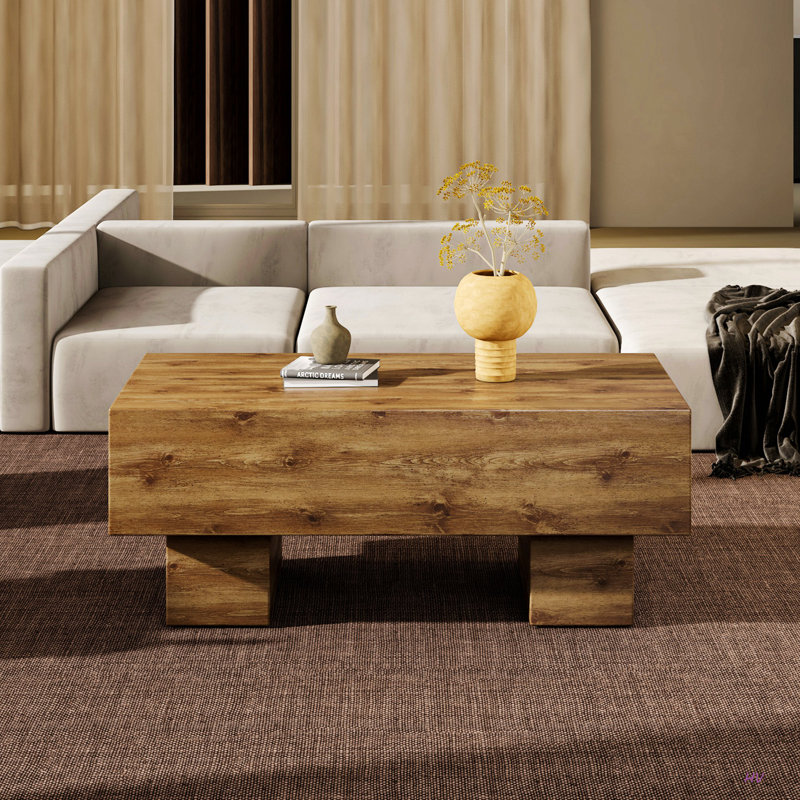 Cette table basse rectangulaire moderne présente une couleur élégante, ce qui en fait un ajout idéal à tout salon ou appartement, et mesure 43,3 po x 21,6 po x 17,2 po