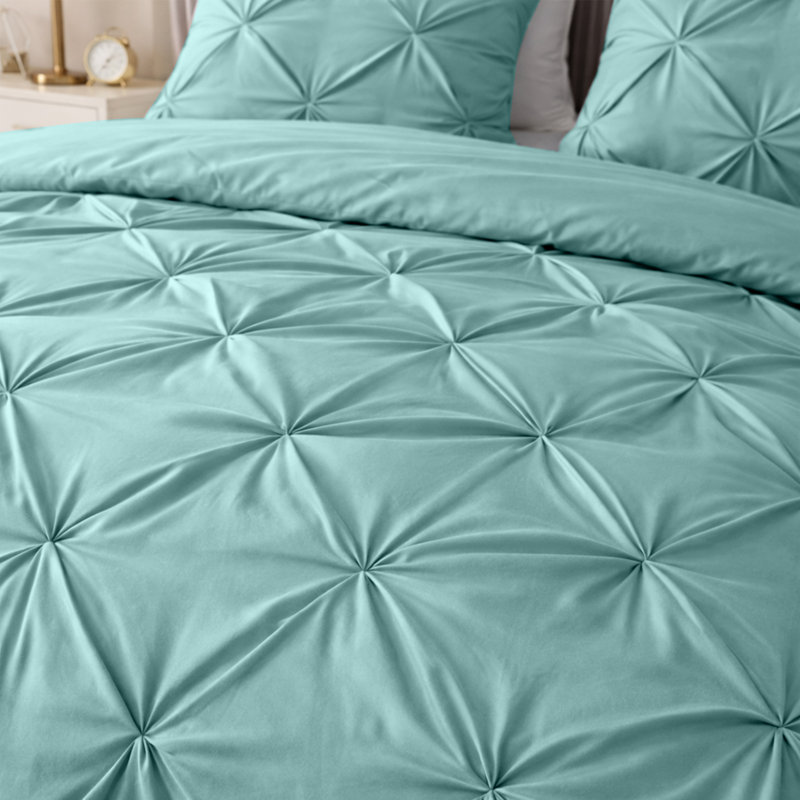 Pintuck Microfiber Duvet Cover Set with Pillowcases – Pleated Textured Bedding, Soft Luxury Quilt Cover, Breathable All-Season Comforter Cover, Modern Hotel Style Bed Set