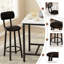 Ensemble de 3 petites tables de bar et chaises, table de bar moderne et tabourets avec table carrée et tabourets en polyuréthane, table basse pour 2 personnes avec repose-pieds et salle à manger pour la maison et la cuisine