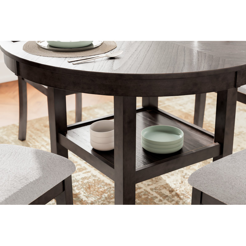 Leangelo 4 - Person Four Leg Dining Set, Black, Black, Black/Gray