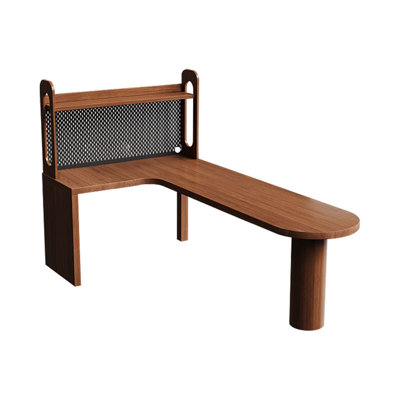 Nut-brown L-Shaped Solid Wood writing desk