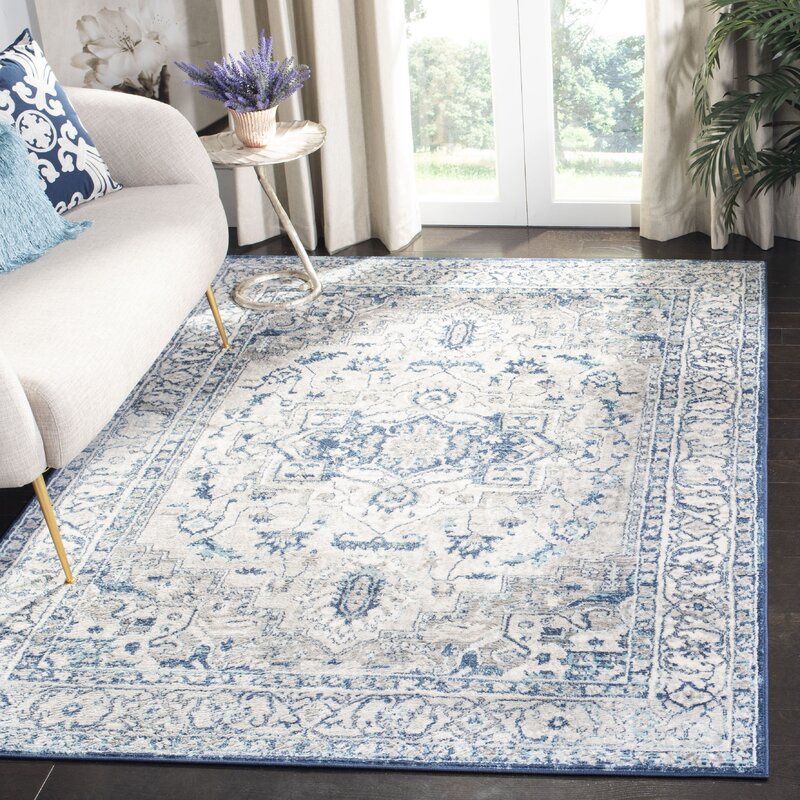 Langley Street Evart Polypropylene Blend Light Gray/Blue Rug & Reviews ...