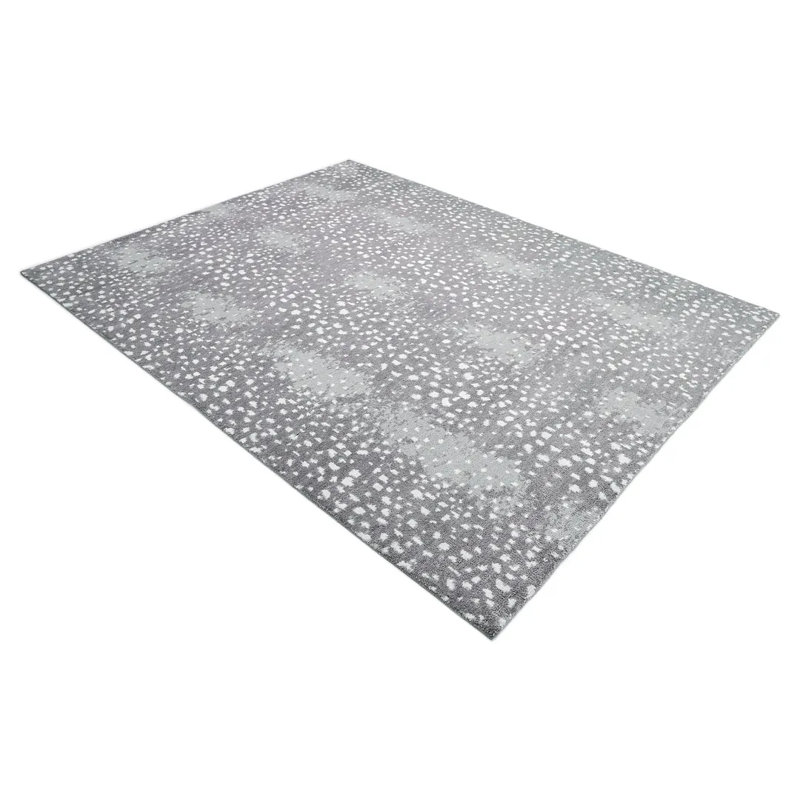 Louis Animal Print Hand-Knotted Wool/Cotton Ivory Area Rug, Rectangle 5' x 8', Gray