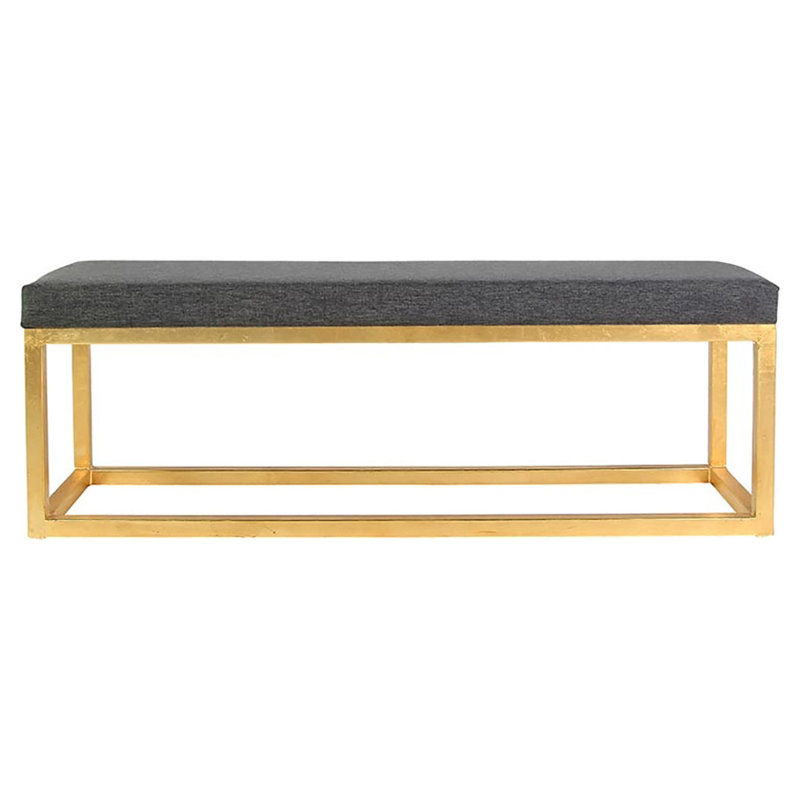 Upholstered Bench, Gold Leaf/Charcoal