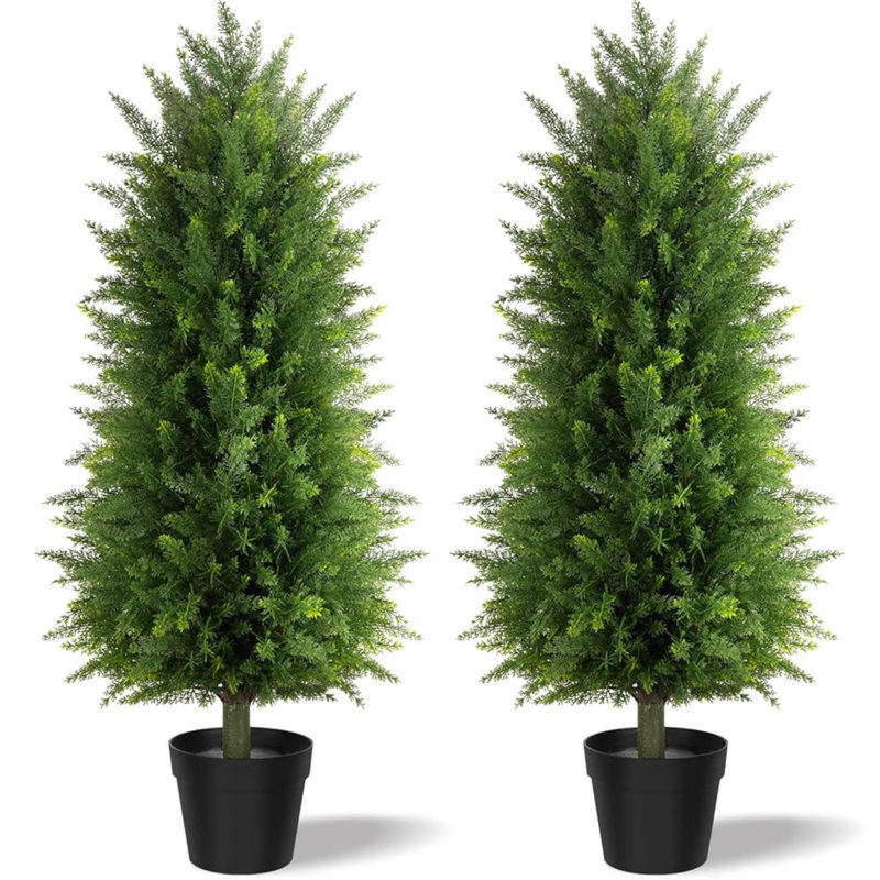 Ensemble de nouvelles feuilles de cèdre artificiel 48 "/ 36", H 35,4 po x l 15,7 po x P 15,7 po