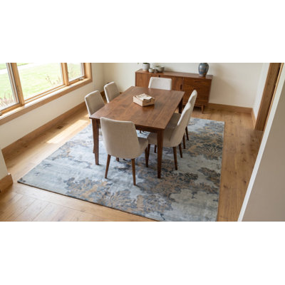 Hand Knotted Wool Abstract Area Rug in Gray