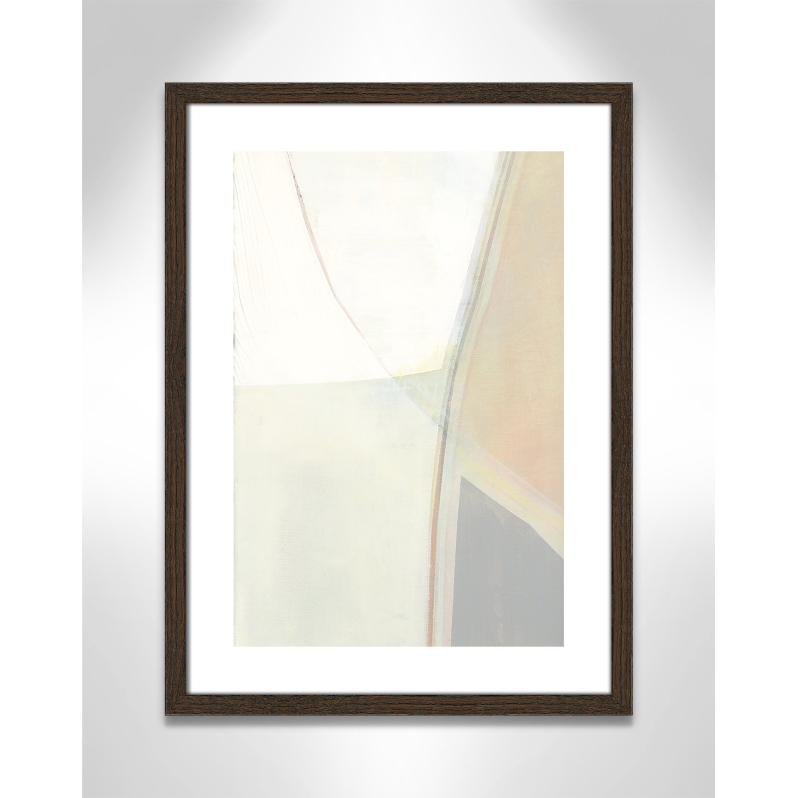 Alexandria "In Neutral II" Painting by Cartissi, Walnut Wood Framed Paper, 23" H x 17" W x 0.75" D